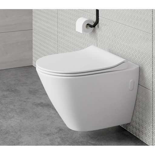 Унитаз подвесной безободковый Церсанит CITY OVAL CLEAN ON DPL EO SLIM 63114 с сиденьем Soft Close